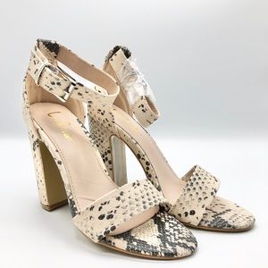 Lulu’s Snake Ankle Strap Block Heels